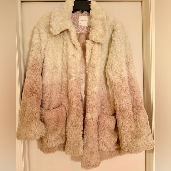 EUC Anthropologie ombre FAUX fur button up jacket 🧥 30” long - Picture 2 of 6